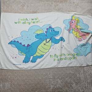 Vintage 2001 Deadstock Dragon Tales Towel 30x58 Kids Magical Fantasy Dragons
